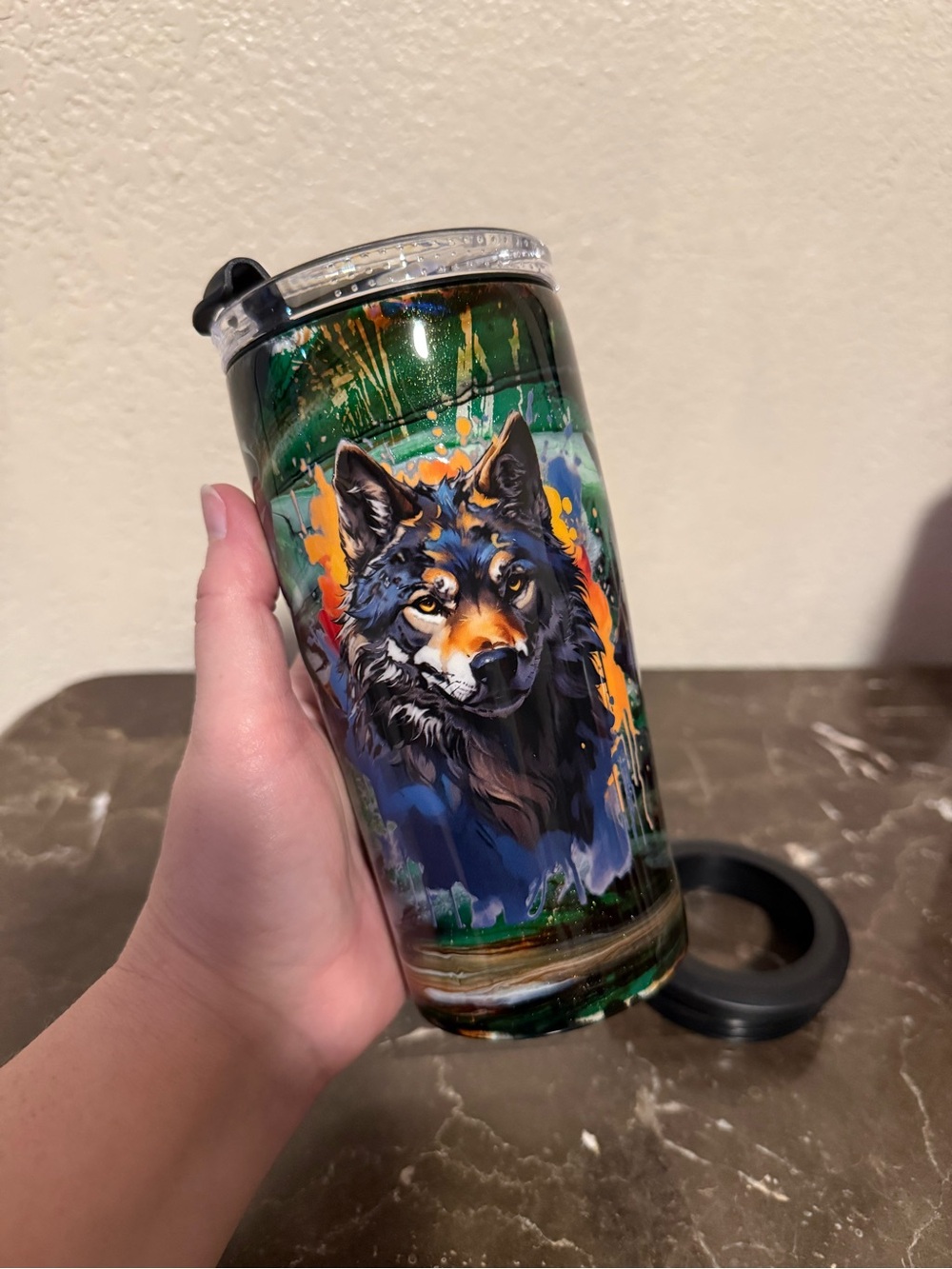 Blazing Wolf 4in1 Can Cooler Convertible Tumbler Cup Handmade
